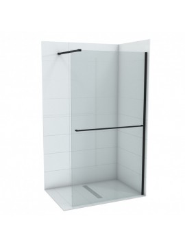 Walk-in CONCEPT MONTE PLUS 1200x2000 crni mat ram 8mm staklo i držač peškira C-02-WIB120