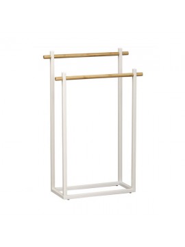 96164210 TENDANCE DRZAC PESKIRA SA DVE PRECKE 53X20X82CM METAL BAMBUS/BELA