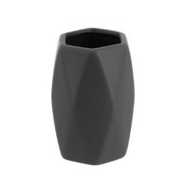 6180181 TENDANCE ČAŠA ZA ČETKICE DIJAMANT 11,5X7,5CM KERAMIKA TAMNO SIVA